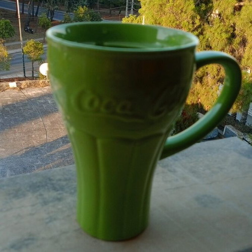 Coca-Cola green ceramic cup rare like new