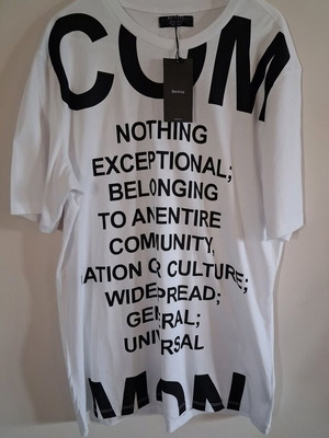 T-shirt Bershka L white with black logo, new
