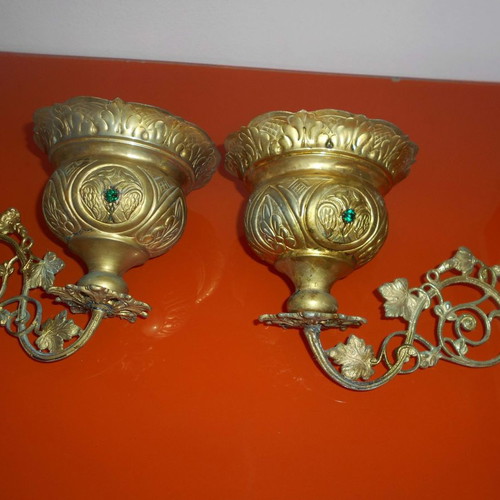 Large church oil lamps used, set of 2 with exquisite decoration