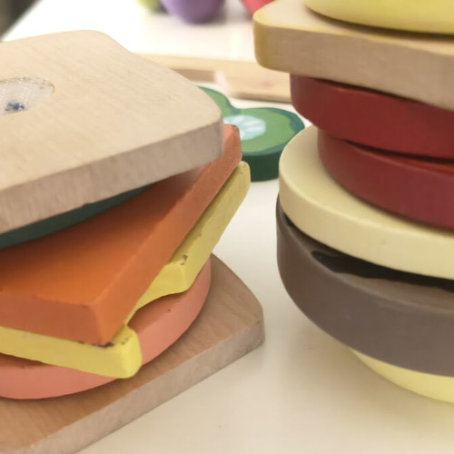 Wooden cutting fruits set with knife and cutting board, Plan Toys