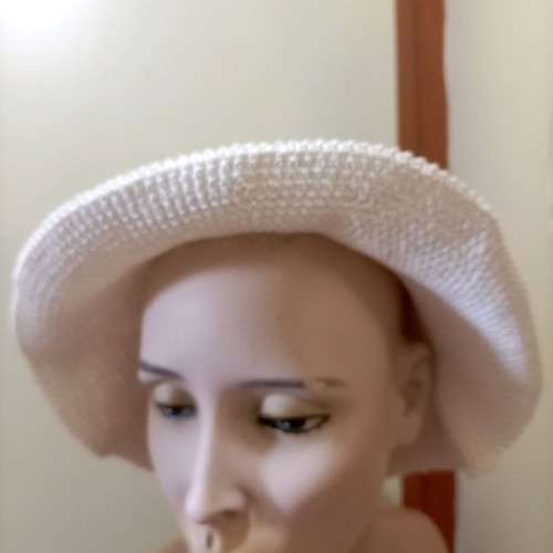Handmade hat new knitted ecru size 52