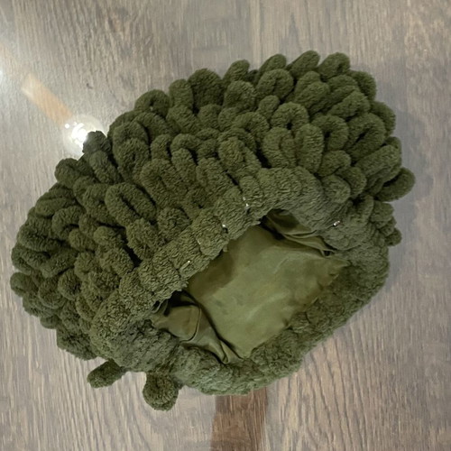 Handmade bucket bag in forest green micropolyester