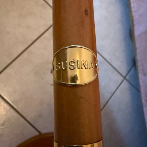 Susina umbrella like new with wooden handle and gold details