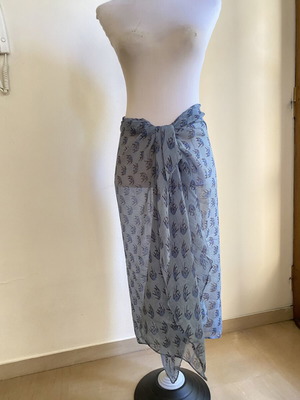 Boho εσάρπα παρεό καινούργιο, σιέλ με μπλε σχέδια ελέφαντες