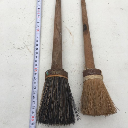 Round vintage brushes unused with natural bristles