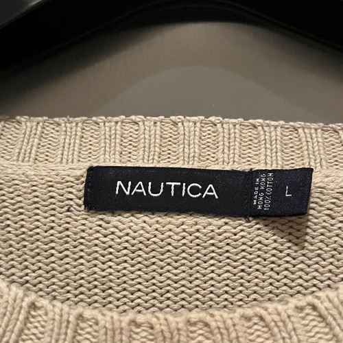 Cotton knit Nautica sweater beige, like new, wide fit, size L
