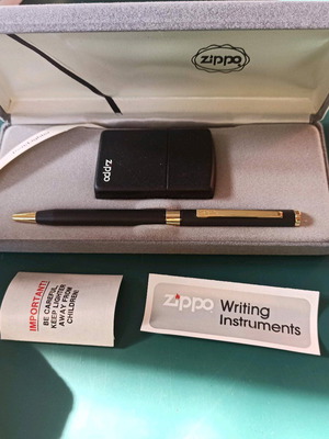 Zippo Black Matte lighter and pen set new 1991