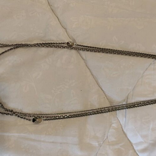 Christian Dior necklace triple chain long, like new, silver