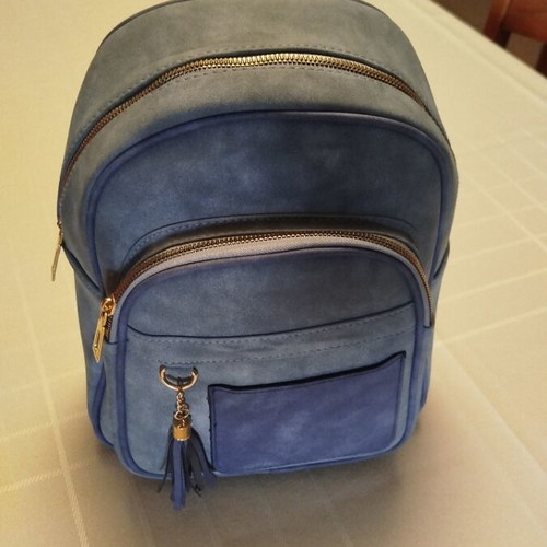 Suede leatherette backpack bag, height 35 cm, base width 25 cm