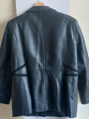 Aletti original leather coat with shoulder pads, size XL, black