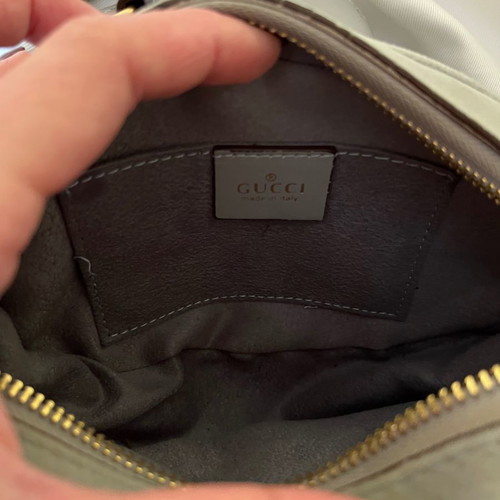 Suede belt bag with leather strap like new, grey-blue