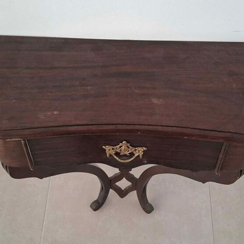 Classic wooden wall console used with metal handle