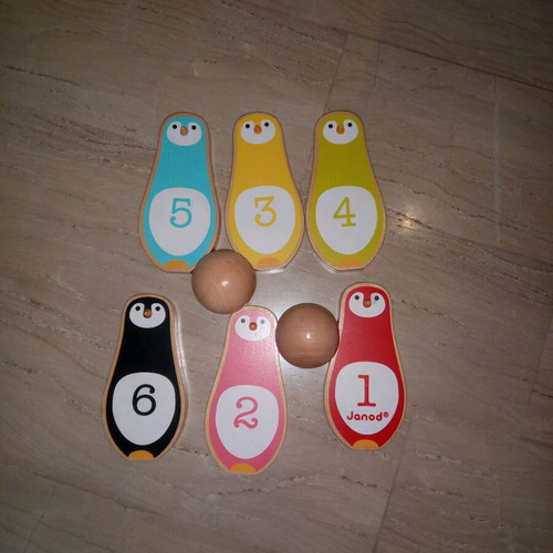 Penguins Skittles Game wooden toy like new by Janod