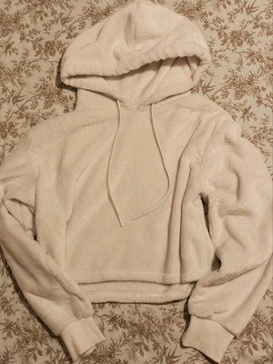 Cropped hoodie Bershka άσπρο σαν καινούργιο, μέγεθος S