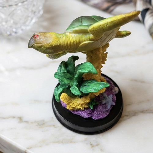 Decorative Sea Turtle Resin Figurine on Coral Base like new