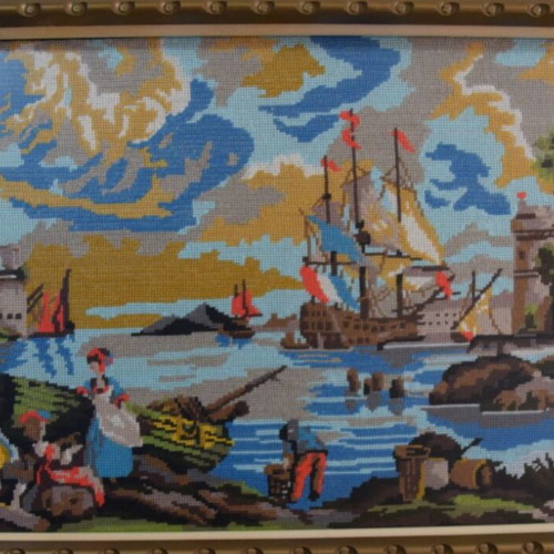 Large embroidered painting used, design size 50x90cm without frame