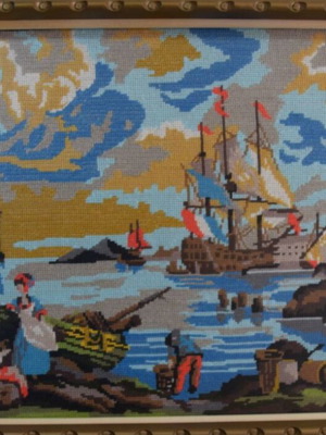 Large embroidered painting used, design size 50x90cm without frame