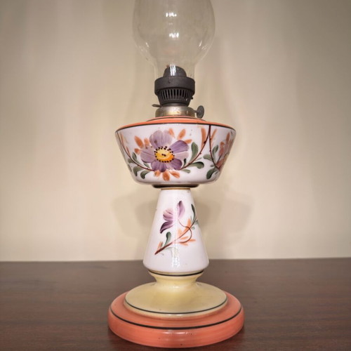 Opaline lamp old hand-painted used