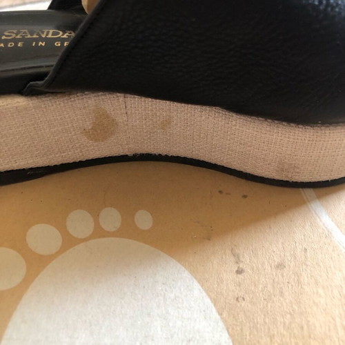 Leather mule size 39 black like new with beige linen
