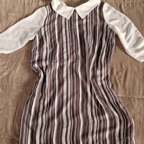 Women's dress like new vintage with collar, gray and white