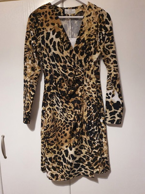 Dress with leopard print and wrap neckline new by Maki Philosophy