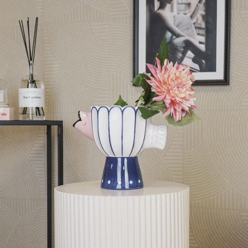 Ceramic flower vase new with fish shape