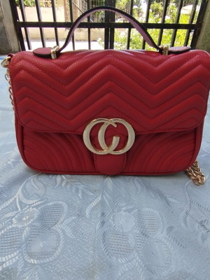Women's Red Shoulder Bag CO like new with gold details