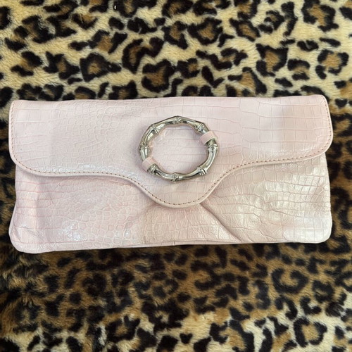 Croco Clutch Bag light pink new with metal clasp