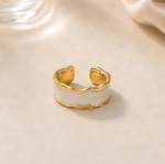 Wide statement ring gold and white, new