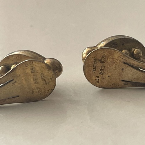 Vintage Zolotas ladybug clip-on earrings used, gold-plated silver 950