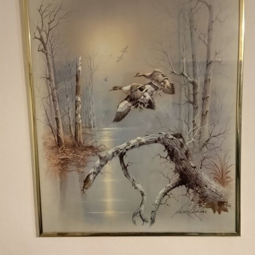 Poster of wild ducks painting like new