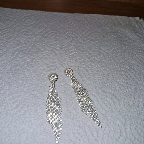 Fos screw earrings new with clasp and rhinestones silver