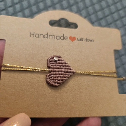 Macrame heart bracelet new in dusty pink