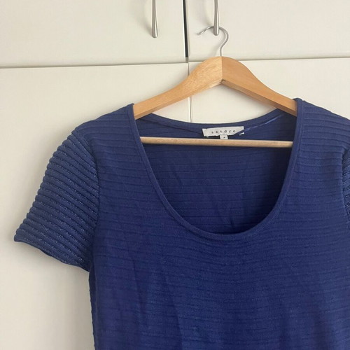 Sandro navy knit dress size L like new
