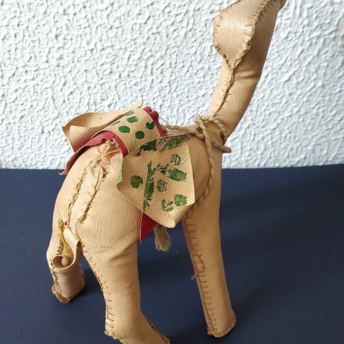 Vintage handmade leather camel figurine