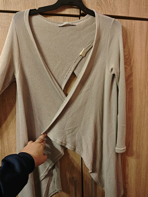 Asymmetric fuzzy cardigan Helmi gray like new size M