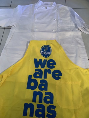 Chef shirt short sleeve 3XL and Chiquita apron new set