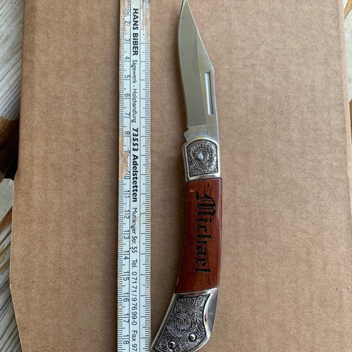 Lockback knife with Michael logo used