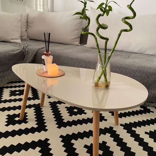 Coffee table new beige with glossy lacquer surface