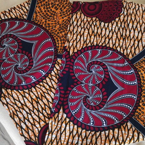 Head wrap made of authentic African wax fabric like new, multicolored