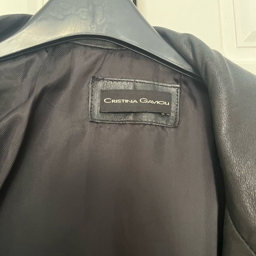 Christina Gavioli Leather Coat Size 44 Used Black Slim Fit