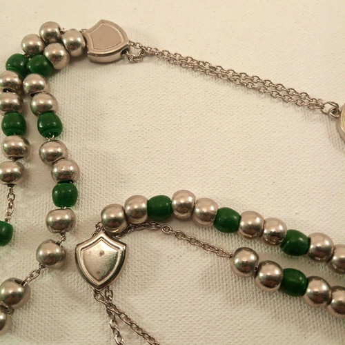 Collectible Kompologia Agrotiki Trapeza ATE 22 cm new, green with silver beads