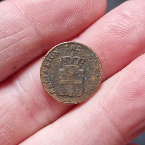 2 Lepta 1857 King Othon coin used, vf condition