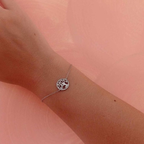 Silver 925 bracelet with tree of life pendant and extension chain