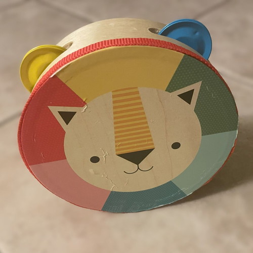 Lion Cub Wooden Tambourine Used, Children's Hand Drum
