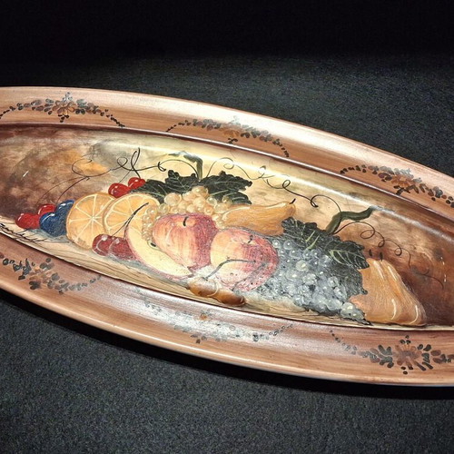 Vintage ceramic platter handpainted with fruit still life, like new