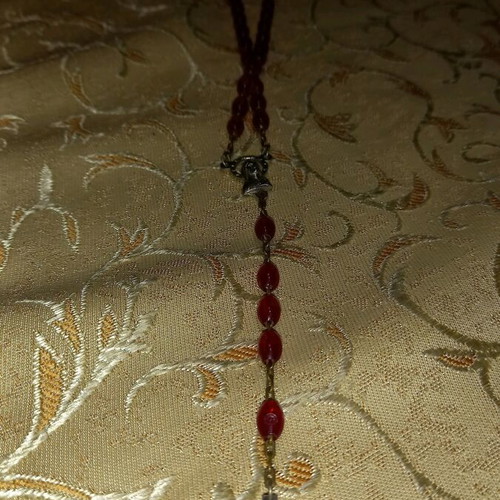 Nomination necklace with cross and Panagia like new, red and silver
