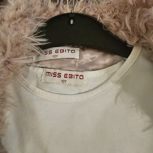 Fur vest and long-sleeve set like new, size 12, pink