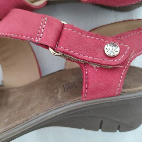 Imac Ladies Red Leather Anatomical Sandals Size 36 Like New