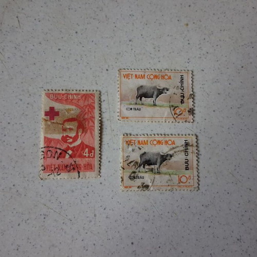 South Vietnam stamps used, pack of 3, 1960s